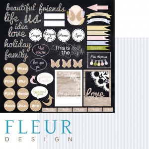 Бумага для скрапбукинга двухсторонняя FD1002306 "Моменты. Надписи" Fleur design, 30х30 см
